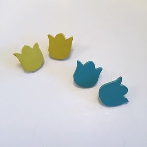 Vintage Wood Tulip Earrings